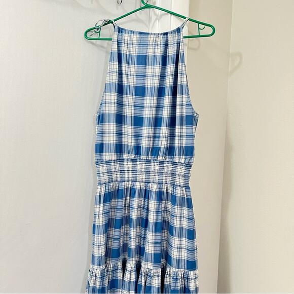 Ralph Lauren Plaid Tiered Cotton Halter Maxi Dress Size 10 - Picture 9 of 16